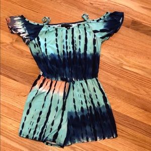 Girls open shoulder romper shorts